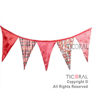 BANDERIN TELA 10 TRIANGULOS TONOS ROJO 15X20 (LARGO 3MTS APROX) HS5900-7 x 1